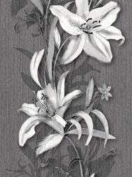 Papel de Parede - Sinfonia - Floral Prata em Fundo Cinza Escuro - 42086-40