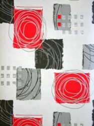 Papel de Parede Bilbao  Estampa Moderna em Tons de Cinza, Prata e Vermelho - 5432