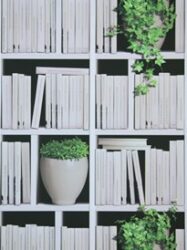 Papel de Parede 3D - Virtual Reality - Estante de Livros com Plantas - J406-07