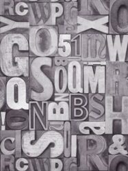 Papel de Parede 3D - Virtual Reality - Letras em Madeira Cinza - J480-09