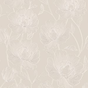 Papel de Parede Floral Bege 3802